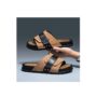 Men's Leather Slide Sandals - Comfortable Slip-On Slippers For Beach And Pool